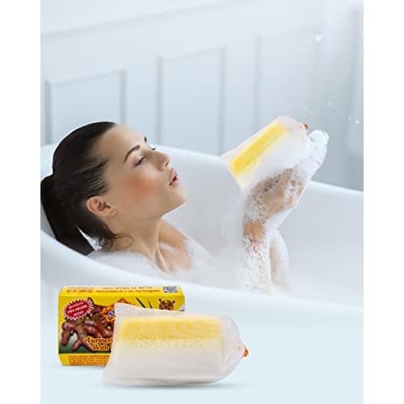 ASANTEE Rice Milk & Turmeric Soap Bar - Luxurious Body Soap for Soft, Clear, and Radiant Skin - Scent Long-Lasting (Pack of 6)
