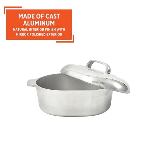 11 Inch Cajun Cast Aluminum Oval Roaster with Lid for Vegetables - Durable & Versatile Cookware
