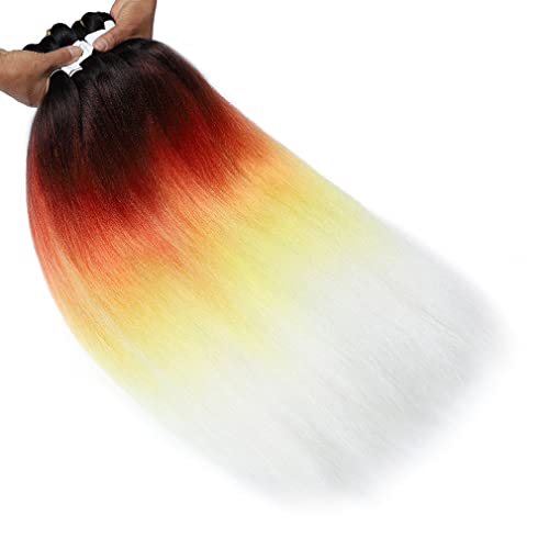 Pre Stretched Braiding Hair Extensions 30 Inch 6 Pack - Black-Red-Yellow-White