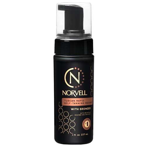 Norvell Tuscan Rapid Self Tanner Mousse 4 fl oz with Bronzer, Coconut Paradise Scent ? Self Tanning Foam for a Natural Sun Kissed Glow ? Anti Aging Sunless Tanner Foam for Smooth, Radiant Skin