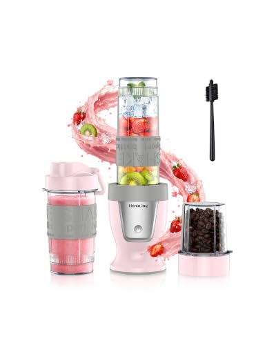 Pink Smoothie Blender and Grinder Combo - 10-Piece Portable Set