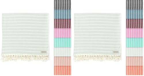 Turkish Beach Towel Set 2 Pack - 37x69 Sage Green Eco-Friendly Quick Dry Cotton