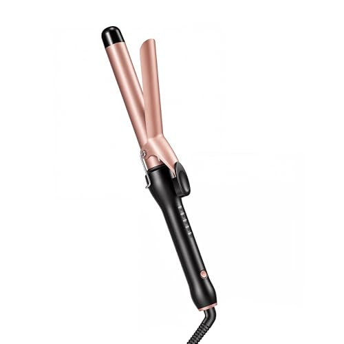 1 Inch Curling Iron with Clamp - Tourmaline Ceramic Hair Curler, 5 Heat Settings, Fast Heating, Dual Voltage, Auto Shut-Off