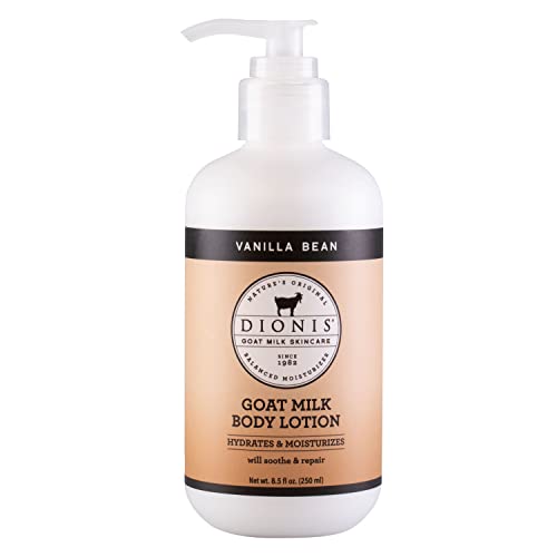 Dionis Goat Milk Skincare Vanilla Bean Scented Lotion (8.5oz) and Hand & Body Bar Soap (6oz) Bundle - Made in USA - Cruelty Free and Paraben Free Formula