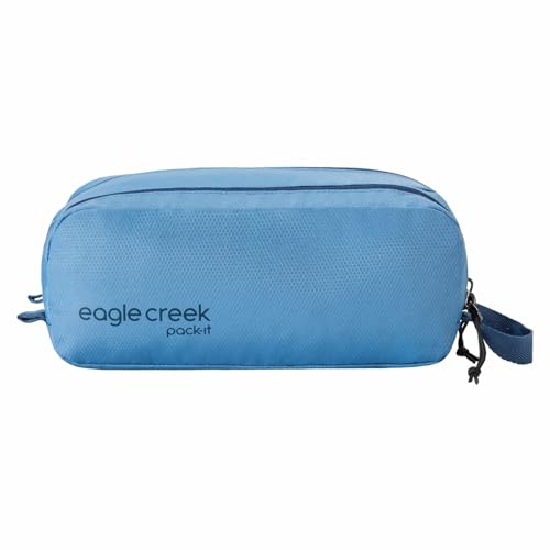 eagle creek Pack-It Reveal Quick Trip - Dual-Compartment Toiletry Bag for Travel - Full-Length Zipper Compartments - Recycled Fabric Construction - Water-Resistant & Quick-Drying - Blue Dawn