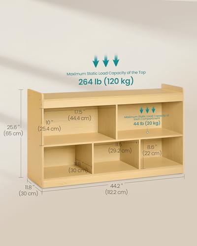 Kids Toy Storage Shelf Beech Beige - Montessori 5 Compartments