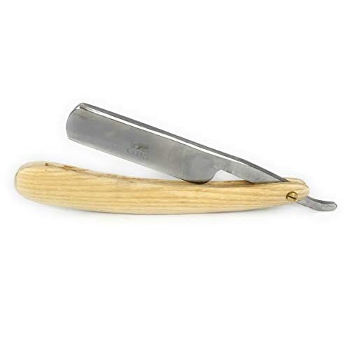 G.B.S Natural Wood Shaving Set with Straight Razor, Synthetic, Shave Brush, Animal Free, Beechwood Shave Bowl and Natural Soap