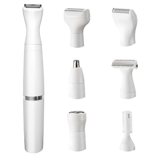 Bikini Trimmer for Women, 7 in 1 Electric Razor, Hair Trimmer for Face Nose Eyebrow Legs Arm Armpit Bikini, Waterproof, Painless Rechargeable Body Shavers Set