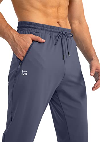 G Gradual Men's Sweatpants with 3 Zipper Pockets – Large Dusty Blue Joggers