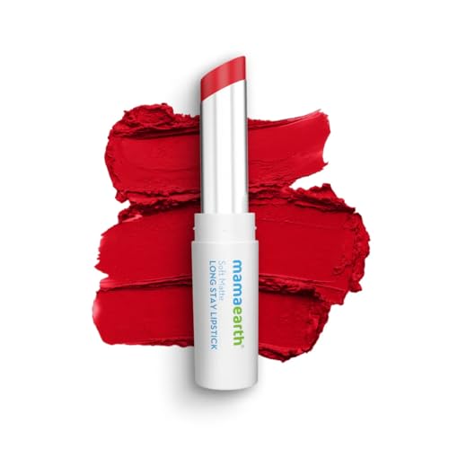 Mamaearth Soft Matte Hydrating Lipstick (07 - Ruby Red) | 12-Hour Long Stay Lightweight Formula | Waterproof & Non-Drying | Smooth Matte Finish | 0.12 Oz (3.5g)