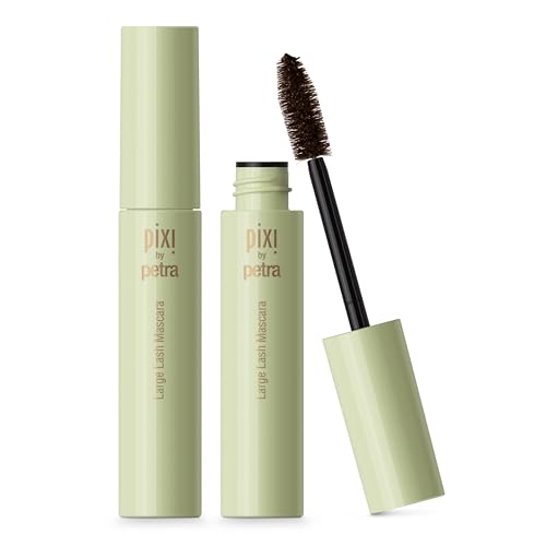 Pixi Large Lash Mascara | Extreme Volume Mascara with Vitamin E, Panthenol & Bamboo | False Lash Effect | Smudge-Proof & Water-Resistant | Ophthalmologist Tested | Best Brown | 0.4 fl oz/ 12ml