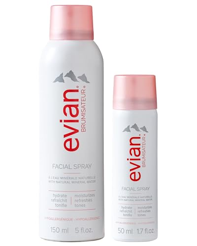 Evian Hydrating Facial Spray Kit - Mineral Water Mist for Skin & Makeup Refreshing