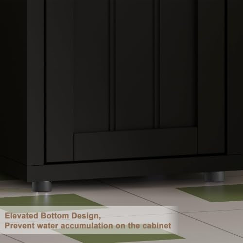 Narrow Bathroom Storage Cabinet with Adjustable Shelves & Drawer - Black