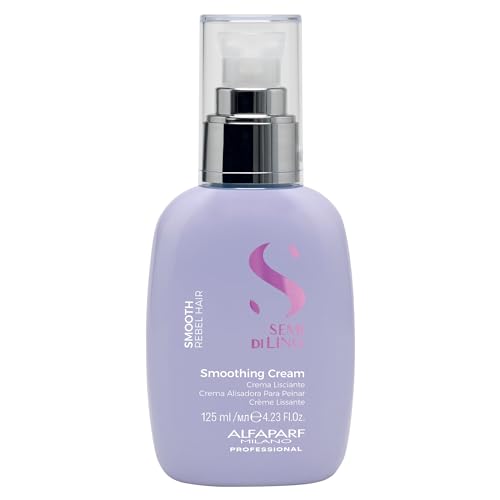 Alfaparf Milano Semi di Lino Smoothing Cream - Frizz Control - Protects from Heat and Humidity - Straightens, Smooths, and Hydrates (4.23 fl. oz.)