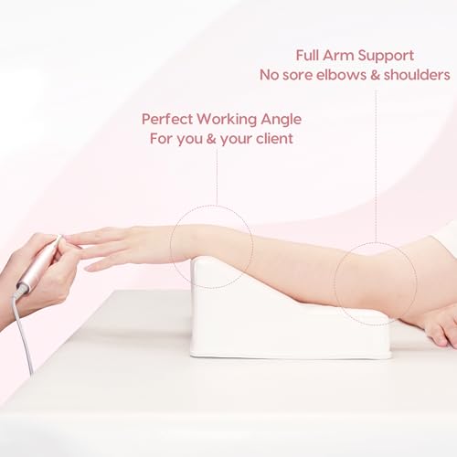 Delanie Nail Tech Arm Rest with Elbow Support - 21.65" Wide Soft Cushion Comfortable Ergonomic Manicure Hand Rest Pillow for Manicurist, Nail Desk Salon Supplies, Standard 21.65" Version
