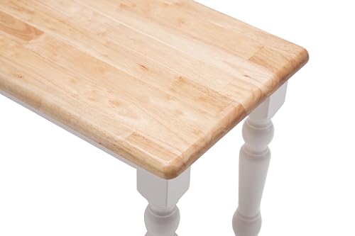 Farmhouse Dining Bench - Cream/Natural Rubberwood Entryway & Kitchen Seating - Variation of THIS listing