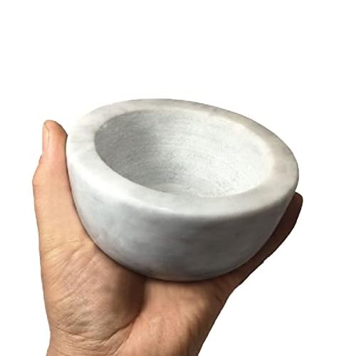 Marble Shaving Bowl£¬Handcrafted White Marble Later£¬Shaving Soap & Cream Bowl for Men£¬Lather Mug with Interior Grooves Builds a Rich.