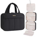 Narwey Hanging Travel Toiletry Bag for Women - Medium Black Quilted Organizer