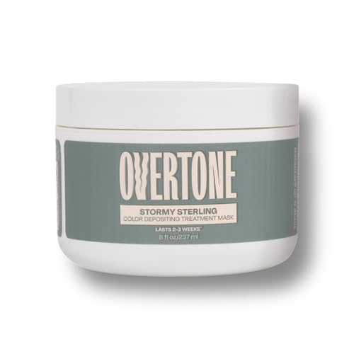 Overtone Color Depositing Semi-Permanent Hair Dye Conditioner - 8 oz For Natural & Color-Treated Hair, Moisturizing Shea Butter & Coconut Oil - Vegan & Cruelty-Free, Vibrant Silver is Stormy Sterling