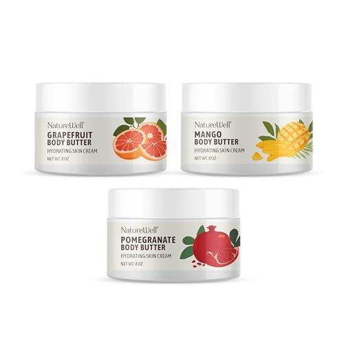 NatureWell Shea Body Butter Trio – Grapefruit, Mango & Pomegranate 8oz Each