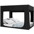 Black Full Bed Tent Canopy for Adults Kids Portable 80% Blackout Privacy with 4 Doors