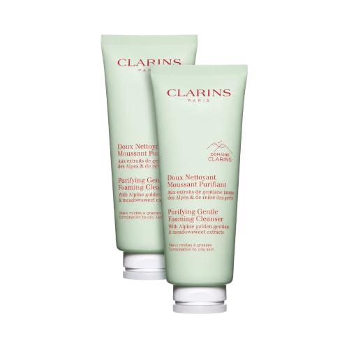 Clarins Purifying Gentle Foaming Face Cleanser 4.4 Fl Oz Pack of 2 for Oily & Combination Skin