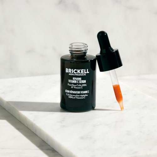 Brickell Men's Scented Anti-Aging Face Serum with Vitamin C & Hyaluronic Acid, Night Repair, 1 Ounce