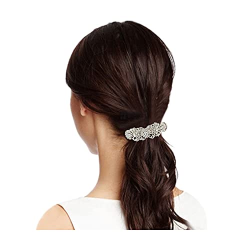 Ever Faith Austrian Crystal Wedding Hair Barrette - Clear Silver-Tone CZ Flower Tear Drop Bridal Hair Clip for Women