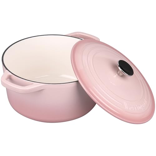 Pink 4.5QT Enameled Cast Iron Dutch Oven with Lid for Bread Baking - Sourdough Supplies Set