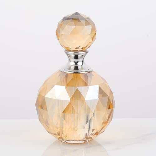 14ML Refillable Champagne Crystal Glass Perfume Bottle with Crystal Stopper - Elegant Design