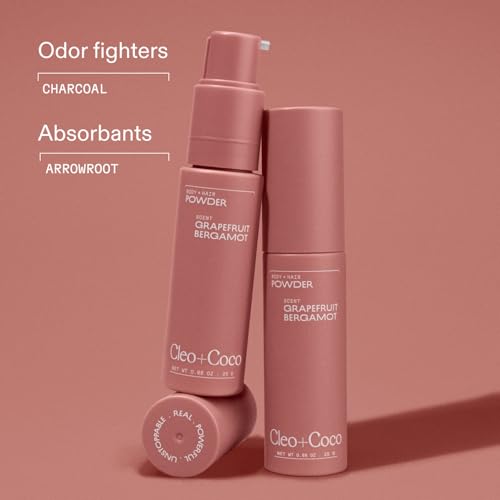 Cleo+Coco 88oz Natural Dry Shampoo & Body Deodorant Powder Pack of 2 - Grapefruit Bergamot
