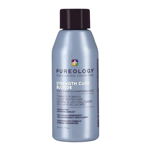 Pureology Strength Cure Blonde Purple Shampoo - For Blonde & Lightened Color-Treated Hair, Tones & Fortifies Brassy Hair, Sulfate-Free & Vegan