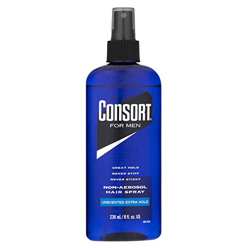 Consort Extra Hold Non-Aerosol Hair Spray Pump for Men, Unscented, Fast Drying, Not Sticky or Stiff, 8 oz