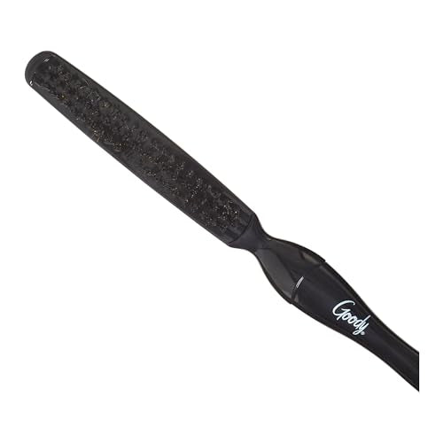 Goody Shine On Boar Edge Brush, Boar Bristle with Long Sectioning Tail, Smoothens Fly-Aways, Use as a Styling Brush, All Hair Types, Textures & Styles, Black