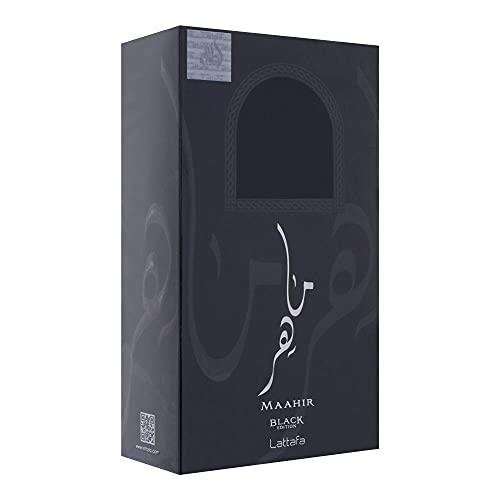 Lattafa Maahir Black Edition Unisex Eau de Parfum Spray - Amber Spicy, 3.4 Fl Oz