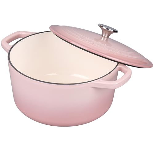 Pink 4.5QT Enameled Cast Iron Dutch Oven with Lid for Bread Baking - Sourdough Supplies Set