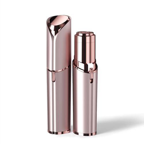Facial Hair Removal for Women: Electric Face Razor with LED Light - Painless & Instant Results Mini Shaver for Travel Use (Rose Gold)