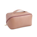 Large Capacity Travel Cosmetic Bag Make Up Bag with Handle and Zipper Multifunction Waterproof Toiletry Bag PU Travel Organiser Bag Wash Bag for Women Ladies Girls Pink A