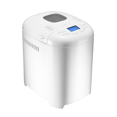 Amazon Basics Programmable Bread Maker - 2 lb White Non-Stick Machine, 14 Settings, ExpressBake