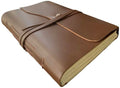 Large Cream Paper Rustic Town Full Grain Leather Photo Album with Gift Box