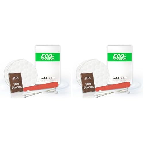 ECO amenities Cotton Rounds Travel Set - Individually Wrapped Cotton Swabs - Disposable Nail File Kit - Bulk Hotel Vanity Kit - 500-Piece Set, White (Pack of 2)