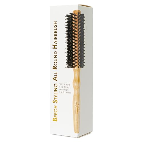 Natural Beechwood Hairbrush with Boar Bristles - Ergonomic Styling & Curling Tool