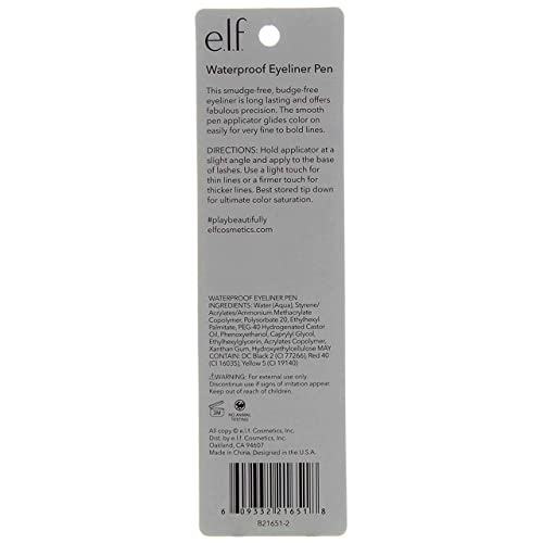 e.l.f. Eyeliner Pen with FeltTip Applicator, Black, 0.05 Fl Oz (Pack of 2)