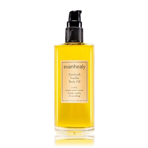 evanhealy Patchouli Vanilla Body Oil | Organic Body Oil with Whole Patchouli Essential Oil & Vanilla | Silky Plant Oil Infusion to Soften & Moisturize All Skin