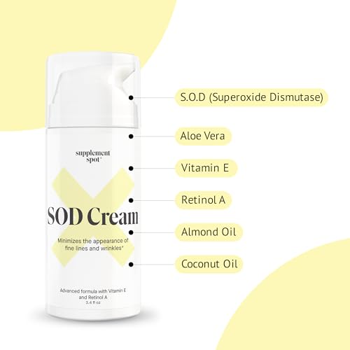 Superoxide Dismutase Anti-Aging Face Cream - 3.4 oz Moisturizer for Fine Lines & Wrinkles - All Skin Types, Paraben-Free, Youthful Glow