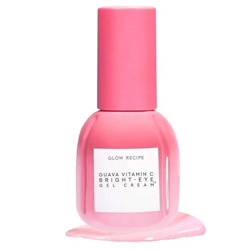 Glow Recipe Guava Vitamin C Brightening Eye Gel - Niacinamide, Peptides & Green Caffeine Gentle Under Eye Cream for Dark Circles, Puffiness & Bags - Lightweight, Hydrating, Firming - Makeup Prep, 15ml