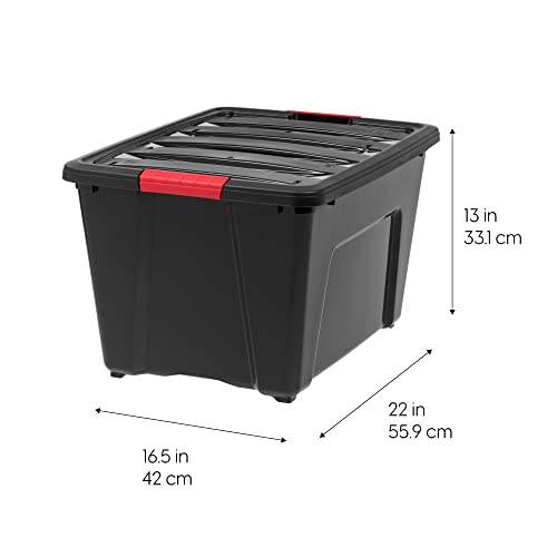 IRIS USA 6-Pack 54 Qt Black Storage Bins with Lids - Stackable, Durable Plastic