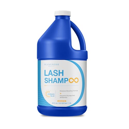 ISLA & FONTANE Lash Shampoo ? Hydrate Blue 64 fl oz | Moisturizing Lash Foam Cleanser for Extensions | Silk Protein & Hyaluronic Acid | Oil-Free Lash Bath | Lash Shampoo Bulk for Salon Use & Home Use