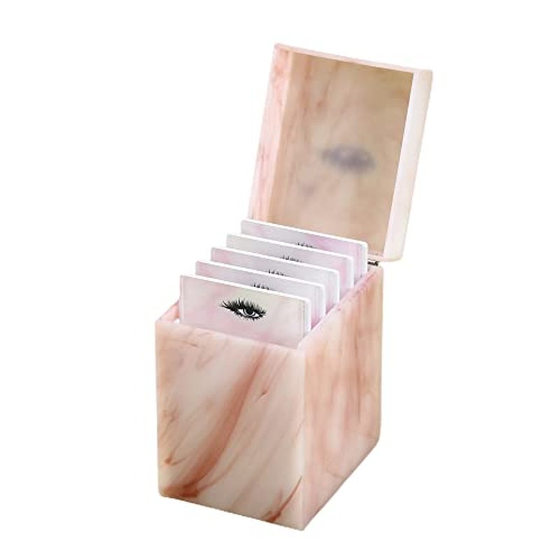5 Layers Acrylic Eyelash Storage Box, Makeup Eyelashes Extension Close-Packed Display with 5 Pallets, Grafting False Eyelashes Glue Pallet Holder Display Organizer (5 Layer Marble Pink)