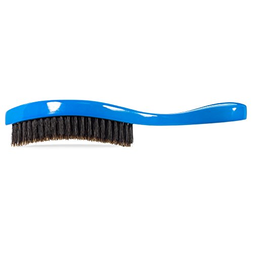 Torino Pro Wave Brushes by Brush King - Medium Curve Waves Brush #350 - Blue, Boar Bristles, Oval, for 360 Waves Hair Care
